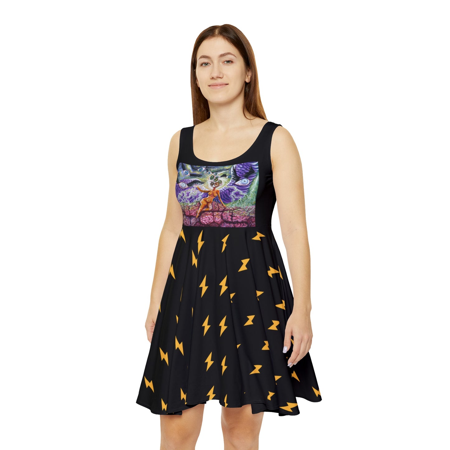 'With Blind Eyes and All the Power' Women's Skater Dress (AOP)