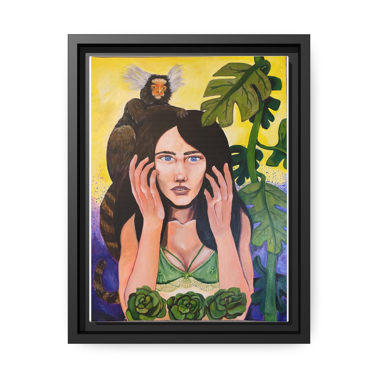 Lady with Monkey Canvas